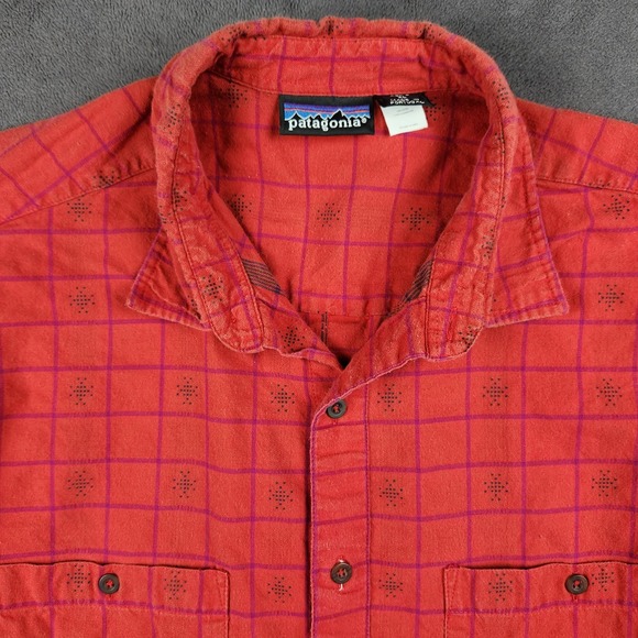 Patagonia Other - Vintage Patagonia Flannel Shirt Mens XL Red Plaid Geometric Long Sleeve Button